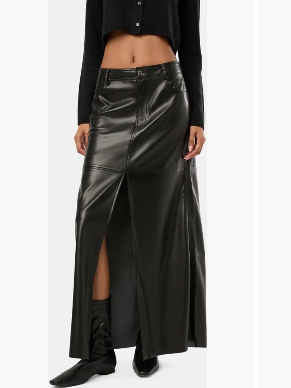 WeWoreWhat Vegan Leather Maxi Skirt in Black